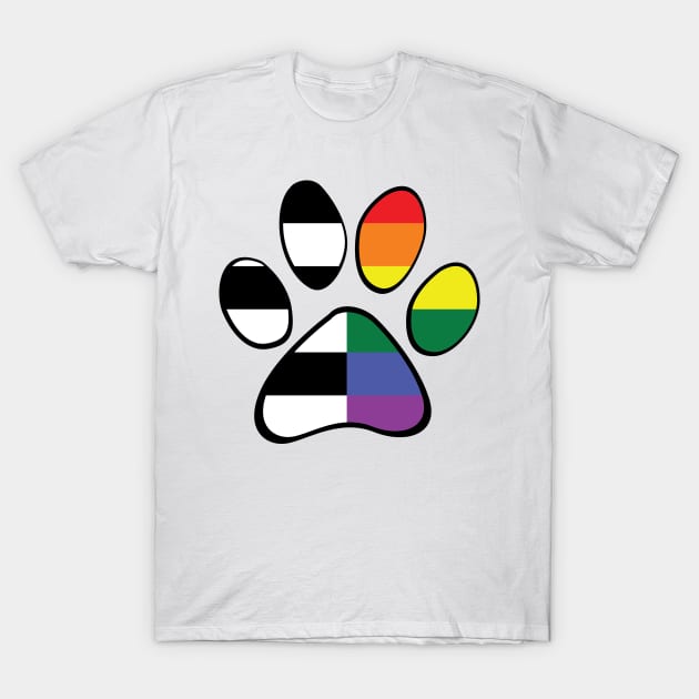 Straight Ally Pride Paw T-Shirt by HyperOtterDesigns